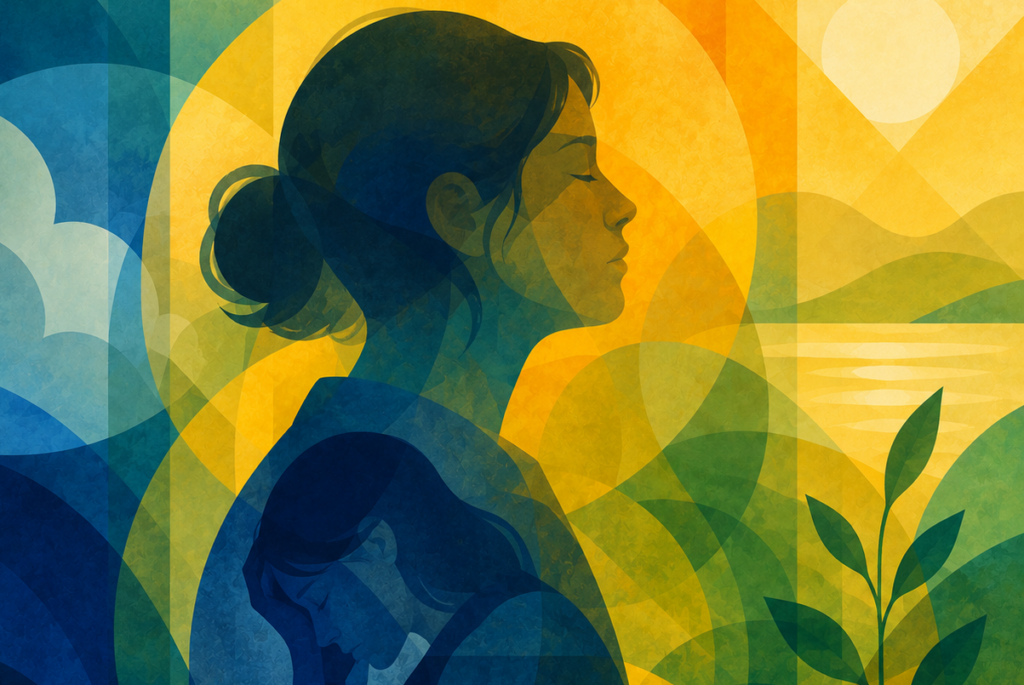 Painting of woman in mental anguish for a Pasadena Villa blog called Anxiety + Depression: Understanding the Link, How Treatment Can Help