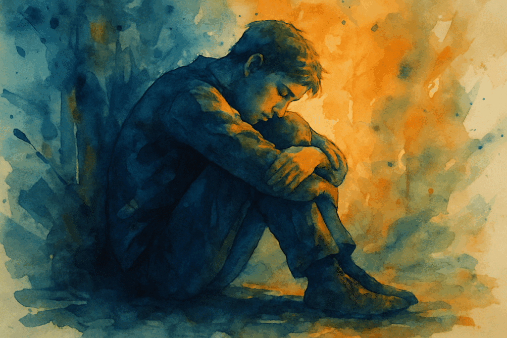 Pasadena Villa - Featured Image - Watercolor of young person in distress